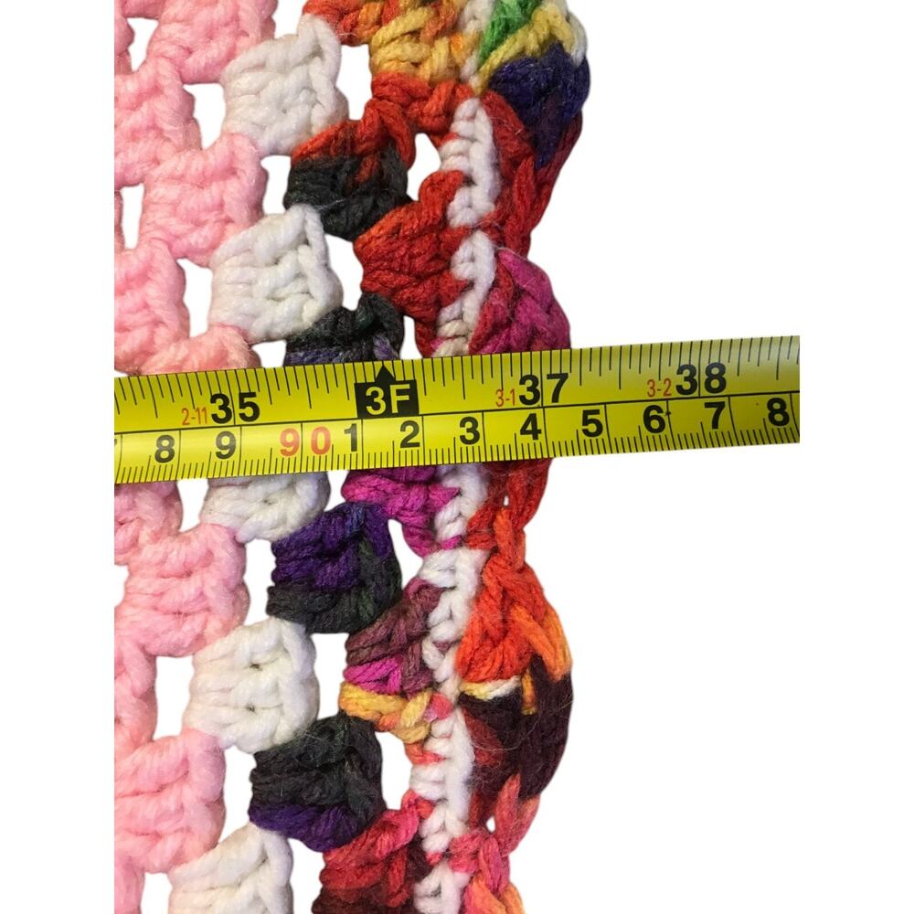 Handmade Crochet Knit Afghan Throw Blanket Granny Multicolor Square Vintage - Picture 2 of 5